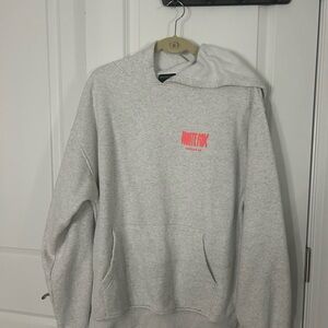 White Fox Gray Hoodie with Pink Logo
